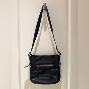 Coach, Purse, Black Leather, Shoulder or Crossbody, Medium Size